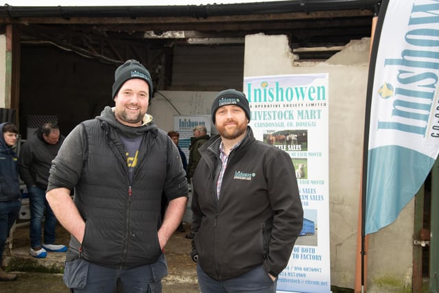Paul Scott, Farmer  and James Strain, Inishowen Co-Op at the Inishowen Co-Op Dairy Health and Calf Rearing Information event on the farm of Paul Scott, Carndonagh on Thursday last.