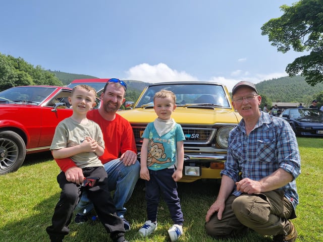 Noel, Tiernan and Ronan McDonald, Mayobridge, with Kevin McConville, Mayobridge, at this year's Kilbroney Vintage Show which was held at Kilbroney Forest Park, Rostrevor. Picture: Darryl Armitage