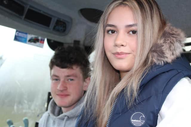 Skye Milliken and Charlie Anderson looking forward to the tractor run last Saturday