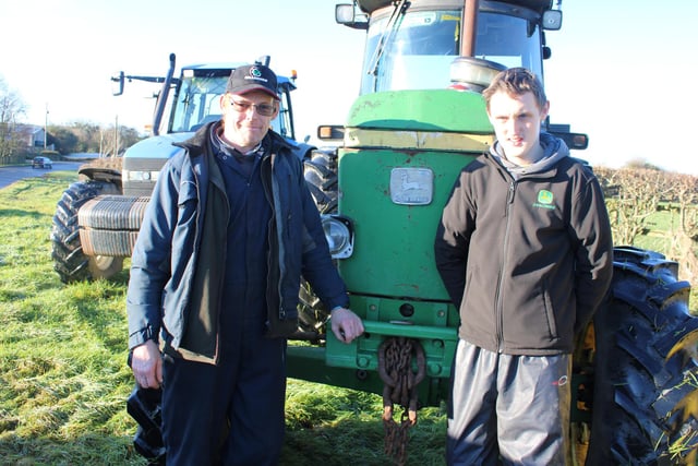 Bernard and Michael Rice supported the tractor run at Katesbridge on Monday.