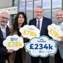 Left to right: Conor O’Kane, Senior Partnerships Manager - Marie Curie, Alison Reynolds, Corporate Partnerships Officer – Irish Cancer Society, Trevor Lockhart MBE, Fane Valley Group Chief Executive and Phil Alexander, Chief Executive Officer - Cancer Fund for Children. Pic: PressEye
