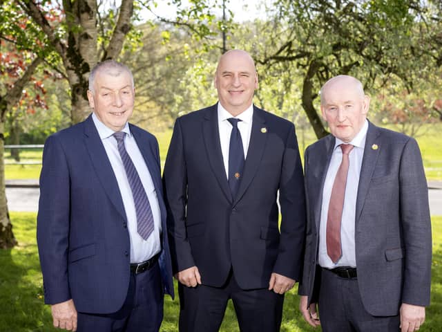 Pictured (L-R): Pictured is the new UFU leadership team, new deputy president, Clement Lynch, new president, John McLenaghan and returning deputy president, Glenn Cuddy.