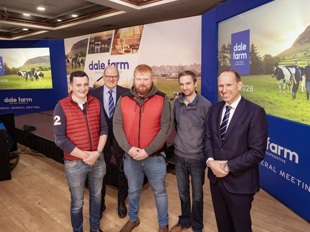 Thomas Mitchell; Dale Farm Chair Fred Allen; William Parkinson; Lee McKinstry; Group Chief Executive Nick Whelan.