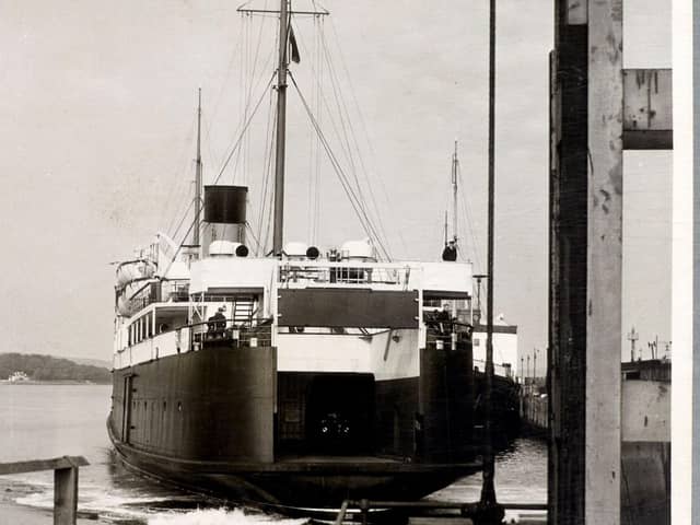 MV Princess Victoria backing into a pier at Stranraer in September 1949. Picture: PRONI