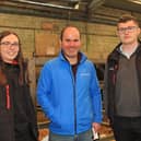 Dungannon Dairy Sale sponsors Maeve Birt and David Henderson, Moore Concrete, with Jason Booth from Stewartstown. Picture: Julie Hazelton
