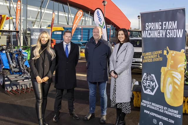 Laura Short, Andrew Short (Director AJS), Colin Hutchinson CFO Fibrus) and Catriona Henry, Sponsorship Specialist at the launch of the 2023 show