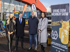 Laura Short, Andrew Short (Director AJS), Colin Hutchinson CFO Fibrus) and Catriona Henry, Sponsorship Specialist at the launch of the 2023 show