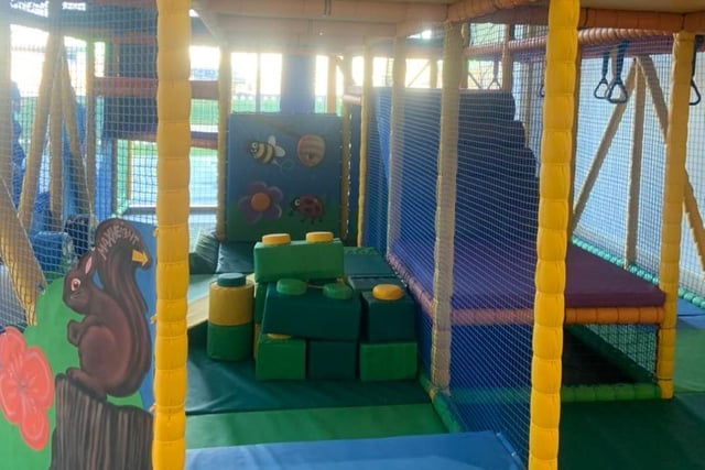 A close-up of the soft play area.