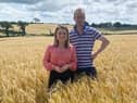 Winner of the UFU winter barley cereal competition Reggie Lilburn pictured with Victoria Orr from the Lagan Group. Pic: UFU
