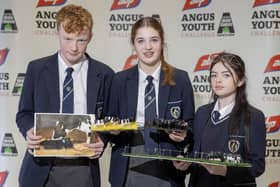 Pictured taking part in the 2023 ABP Angus Youth Challenge Exhibition is the team from Sperrin Integrated College: Cameron McDonald, Olivia Moon and Niamh Scullion. Picture: Submitted