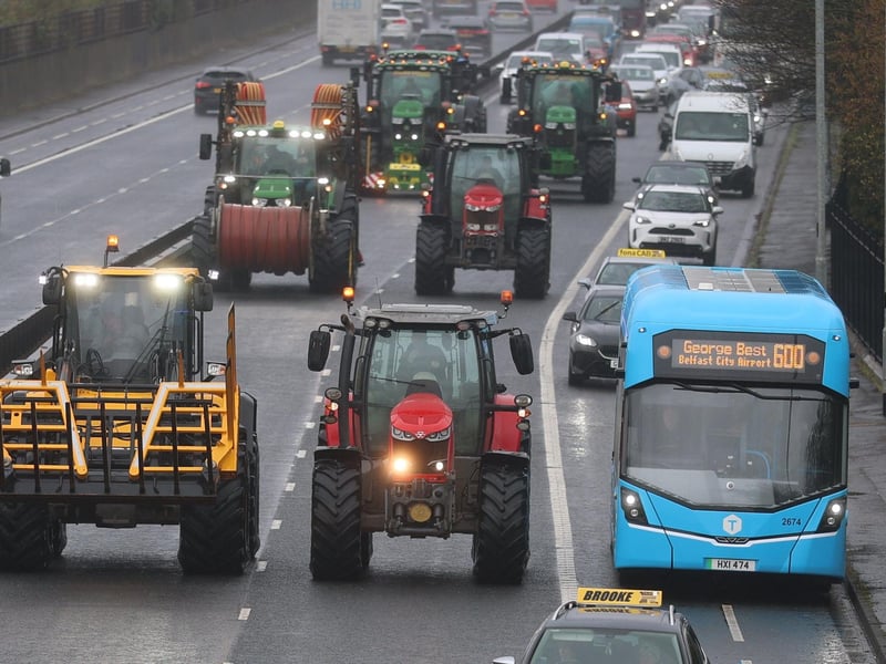 Vehicles on Sydenham by-pass in Belfast, as the National Fuel Protest against rising fuel prices continues. Picture date: Tuesday April 14, 2026. PA Photo. Photo credit should read: Liam McBurney/PA Wire