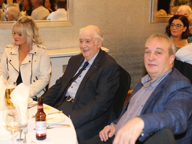 Carrie Bonnar, James Brown and Ian McIlveen at the recent Kells and Connor anniversary dinner. Picture: Steven McAuley