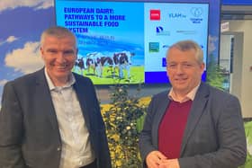Dairy Council CEO Ian Stevenson (left) with John Gilliland OBE, Professor in Agriculture and Sustainability at Queen’s University Belfast. (Pic: Dairy Council NI)
