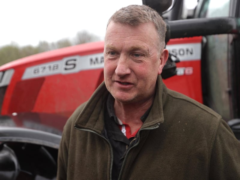 Ballygowan farmer Sam Hanna, on Sydenham by-pass in Belfast, as the National Fuel Protest against rising fuel prices continues. Picture date: Tuesday April 14, 2026. PA Photo. Photo credit should read: Liam McBurney/PA Wire