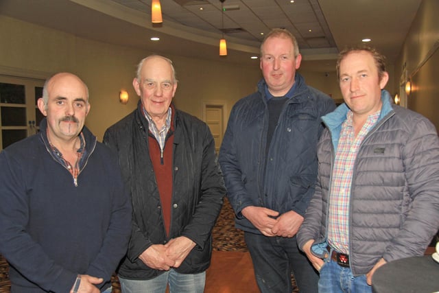 Kyle McCall, George McCall, Colin Kilpatrick and George McCall at the Pedigree Cattle Trust meeting in Armagh. Picture: Julie Hazelton