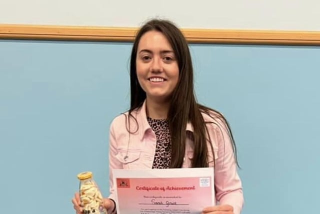 Sarah Grant from Hillsborough YFC who attended the club's recent parents night. There was many prizes and awards to be won as well as a raffle with some great prizes as well