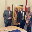 The DUP delegation pictured with Northern Ireland Secretary of State Chris Heaton-Harris. (Picture supplied by Carla Lockhart)