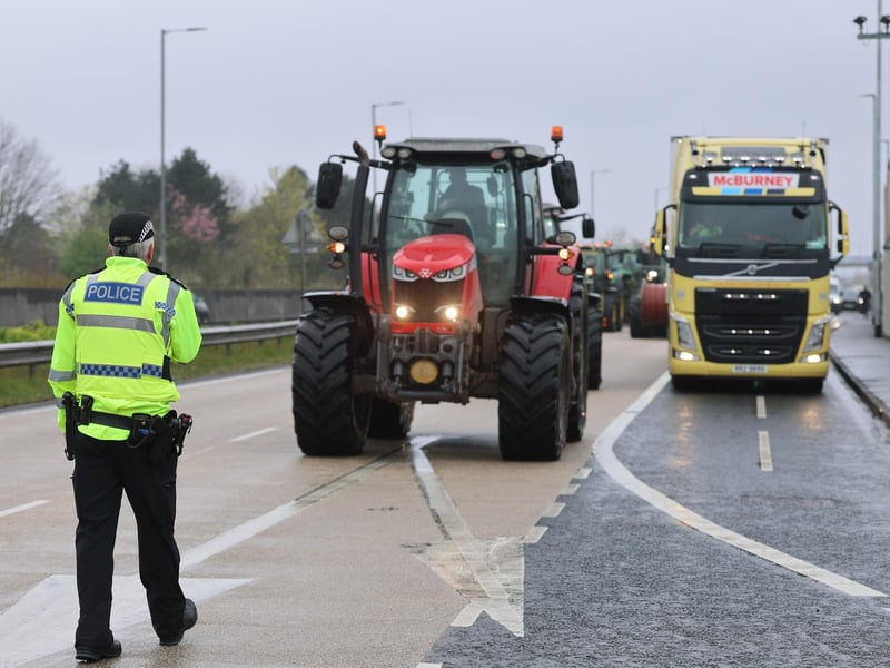 Vehicles on Sydenham by-pass in Belfast, as the National Fuel Protest against rising fuel prices continues. Picture date: Tuesday April 14, 2026. PA Photo. Photo credit should read: Liam McBurney/PA Wire