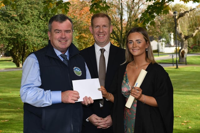 Charlotte Moore (Ballyclare) was presented with the new Northern Counties Co-Operative Award for performance in Business Management on the Level 3 Advanced Technical Extended Diploma in Agriculture. Charlotte received her award from Paul Coyle (Northern Counties Co-Operative) and Joe Mulholland (Senior Lecturer, CAFRE)