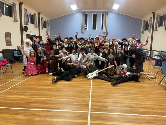 Kilraughts YFC arts festival cast and band of their 2023 production, ‘The Has-Bean Hall of Fame’