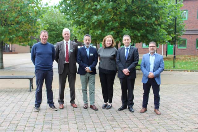 Speaking at the recent forestry and tree planting event, hosted by CAFRE at its Greenmount campus, (l-r): Gregor Fulton, National Trust; John Hetherington, Premier Woodlands; Rodrigo Olave, AFBI; Aoife Smith, Forest Service; David Dowd, CAFRE; Konstantinos Xyntaris, CAFRE