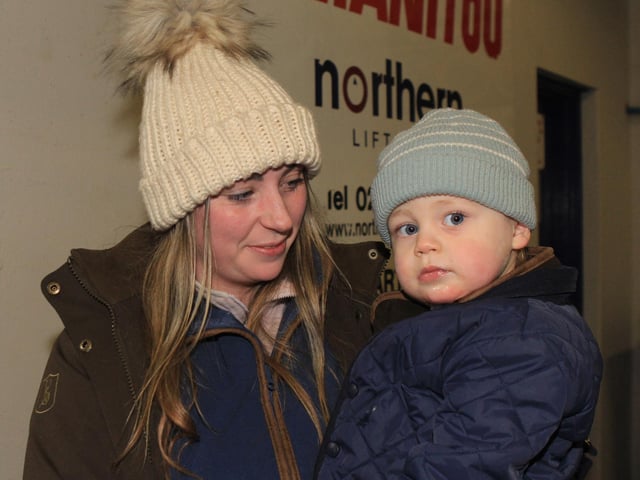 John Connolly, and mum Caitlan, from Saintfield, at the Dungannon Dairy Sale. Picture: Julie Hazelton