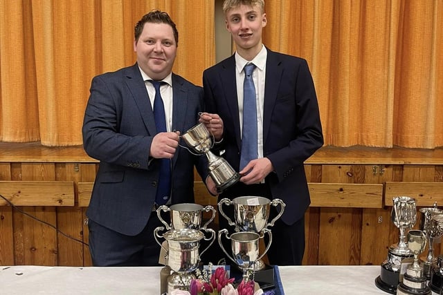 James Coulter received the overall cup for stock judging, the Milk Chase cup for dairy judging, the Patton Feeds cup for sheep judging. James also won most successful junior boy, the Ballywalter YFC cup for best boy and the John Robinson cup for junior Young Farmer of the Year
