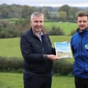 From left to right, project partners Ian Stevenson (Dairy Council for Northern Ireland), Jonathan Bell (RSPBNI). Pic: Press  Eye