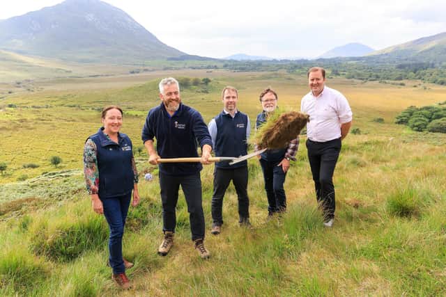 Photo Martina Regan Connemara 3: Turning the sod on the new trails. Rachel McHugh, NPWS; Minister of State, Christopher O’Sullivan; Eugene Finnerty; NPWS, Denis Strong, NPWS; Michael Fitzsimons, NPWS.