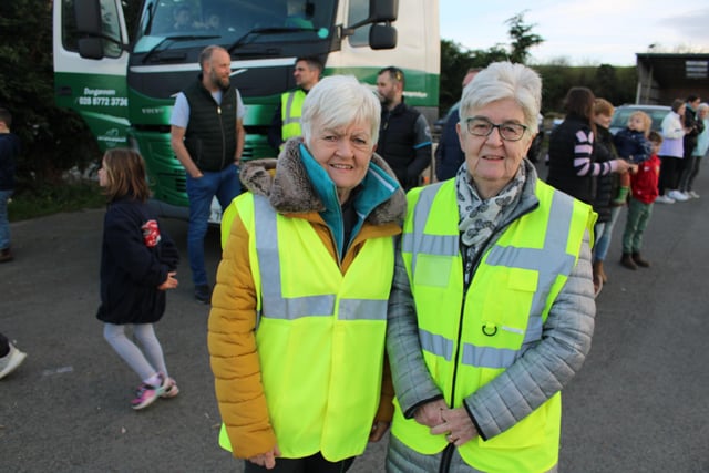 Sisters Gladys Malcomson and Mae Ingram of Rathfriland Cancer Research committee were delighted with the huge turnout at the tractor run last Friday night.