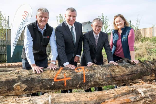 Pictured in Charleville, Co Cork at a Teagasc Talking Timber Event on ‘Sustainably increasing the value of your forest ‘(L to R): Dermot Fenton, Glennon Brothers; Niall Collins T.D., Minister of State at the Department of Agriculture, Food and the Marine with special responsibility for Forestry, Farm Safety and Horticulture; Professor Frank O'Mara, Teagasc Director and Frances McHugh, Teagasc Forestry Communications Specialist. Picture: O'Gorman Photography.