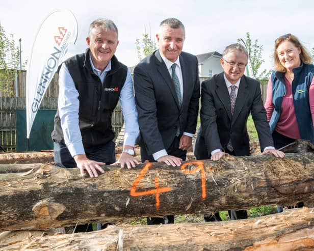 Pictured in Charleville, Co Cork at a Teagasc Talking Timber Event on ‘Sustainably increasing the value of your forest ‘(L to R):  Dermot Fenton, Glennon Brothers; Niall Collins T.D., Minister of State at the Department of Agriculture, Food and the Marine with special responsibility for Forestry, Farm Safety and Horticulture; Professor Frank O'Mara, Teagasc Director and Frances McHugh, Teagasc Forestry Communications Specialist. Picture: O'Gorman Photography.