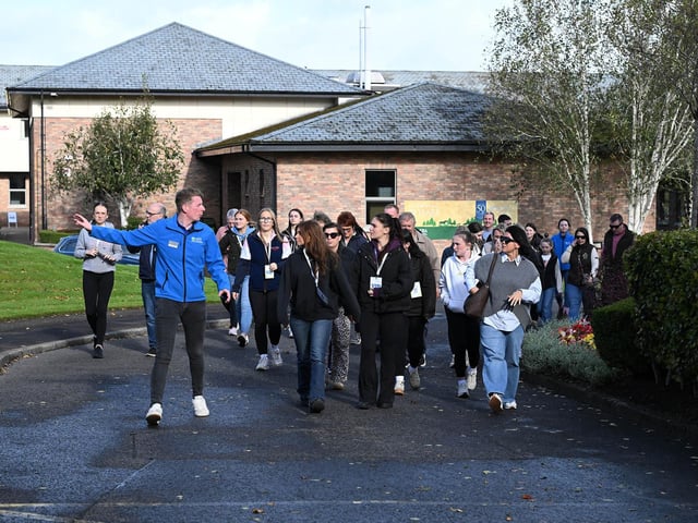 Chris Bogues leading a tour of the facilities at Enniskillen Campus during the Equine Open Day.