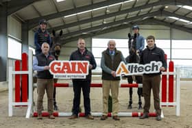 Rhys Williams Parc Stables, Philip Gilligan GAIN Equine Nutrition, Niall O'Neill GAIN Equine Nutrition, Tony Hurley SJI, Coen Williams Parc Stables & Eddie Phelan Alltech at the recent launch of the GAIN Alltech National Grand Prix League. (Pic: Tadhg Ryan | www.bit-media.com)