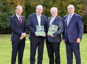 Pictured from left to right: Nick Whelan, Group Chief Executive Dale Farm, Paul Vernon, Chief Executive Glanbia Cheese, Dr Mike Johnston MBE PhD, Chief Executive DCNI, and Michael Hanley, Chief Executive Lakeland Dairies.