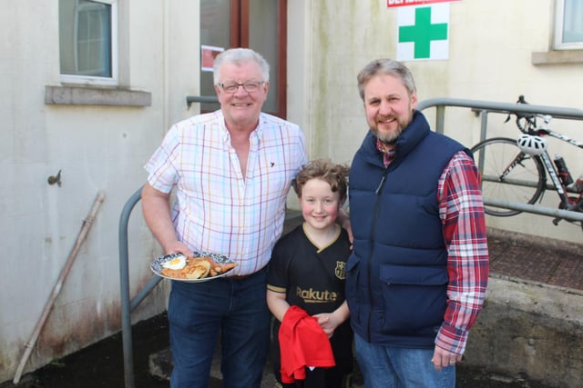Attending Newry Show's Big Breakfast l to r: Brian Lockhart, Chairman of Newry Agricultural Society, with John Kee and his father Brian, from Jerrettspass