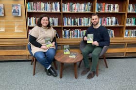 Matthew Bell (author) with Sian Cairns (Libraries NI District Officer).