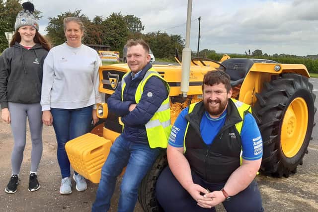 Aidrian Cullinan, Andrew Stewart, Juliem Kelly and Aoife Kelly at the Bradley's Corner vintage tractor run. Picture: Darryl Armitage