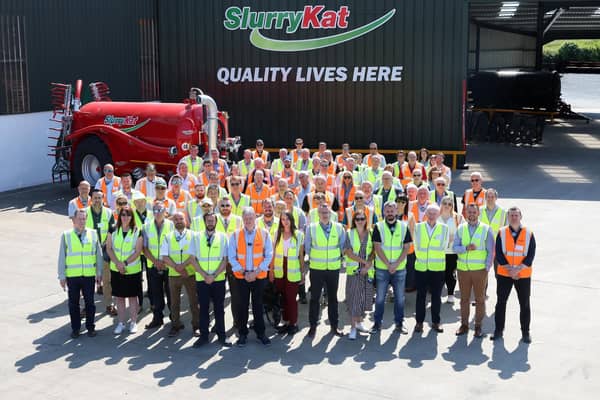The SlurryKat team with guests from its supplier and dealership network. Picture: Darren Kidd