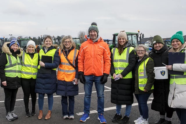 Staff and PTA members of Straidbilly PS, organisers of a Tractor/Truck run which got underway at Bushmills Distillery Car park. Pic:  Sammy McMullan