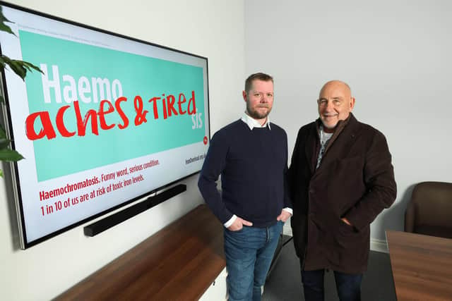 Pictured are (l-r) Neil Irwin, Philanthropy Manager, Haemochromatosis UK and James Hagan, Founder of Hagan Homes. Pic: PressEye