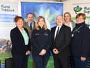 Christine Kennedy, NFU Mutual Charitable Trust; Jim McLaren, NFU Mutual Charitable Trust; Veronica Morris, CEO Rural Support; Martin Malone, NFU Mutual Charitable Trust,; Gillian Reid, Head of Farm Support, Rural Support, and Gemma Daly, Chair of the board, Rural Support, pictured at the survey launch event at Balmoral Show 2023.