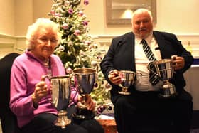 Jacob Hanna with his mother Maimie with their Trophies they received at the URBA dinner and presentation of awards in Ross Park Hotel. (Pic: URBA)