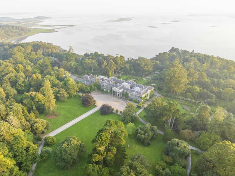 Aerial views of the house and garden at Mount Stewart and adjacent coastline - credit National Trust Images/James Dobson