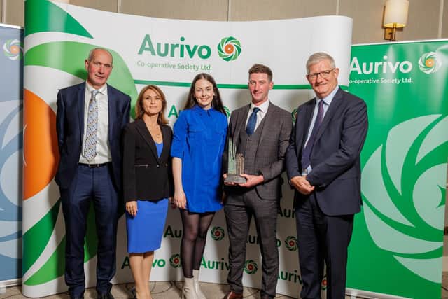 Left to right: Raymond Barlow, Aurivo CEO, Simona Ciorita, Aurivo Dairy Advisor, Catherine Dooley, David Dolan, Donal Tierney, Aurivo CEO