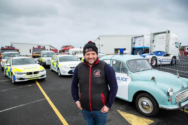 James Muckle from Carrowdore pictured with some of his J.W.M Recovery Action Vehicles as seen in many TV shows. (Photo by Graham Baalham-Curry)