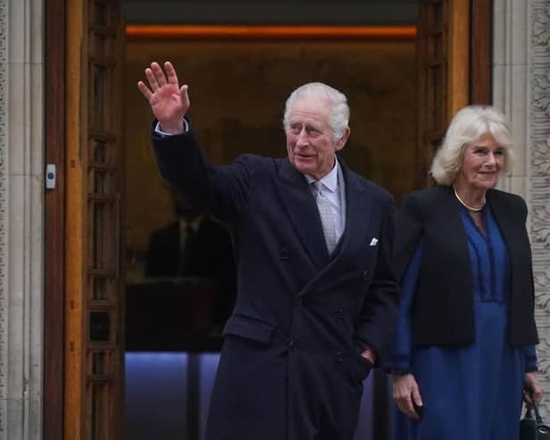 King Charles III and Queen Camilla departing The London Clinic in central London, where King Charles had undergone a procedure for an enlarged prostate last month. The King has been diagnosed with a form of cancer and has begun a schedule of regular treatments, and while he has postponed public duties he 'remains wholly positive about his treatment', Buckingham Palace said