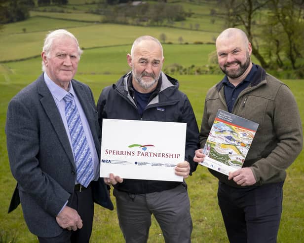 Sperrins Partnership Chair Councillor Sean Clarke, Causeway Coast and Glens Coast and Countryside Manager Richard Gillen, Michael Gillespie NIEA (Northern Ireland Environment Agency).