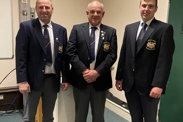 Northern Ireland team members who took part in the Five Nations Championships in Shropshire, England; From left, David Wright, Coach / Judge; Adrian Jamison, Ballycastle Ploughing Society, Second place winner and Jack Wright, Loup Ploughing Society, fourth.