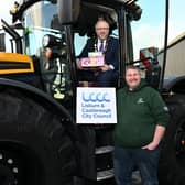 Mayor of Lisburn and Castlereagh City Council, Councillor Andrew Gowan is pictured with Gareth Gault, better known as 'Donkey' of Grassmen. Picture: Submitted